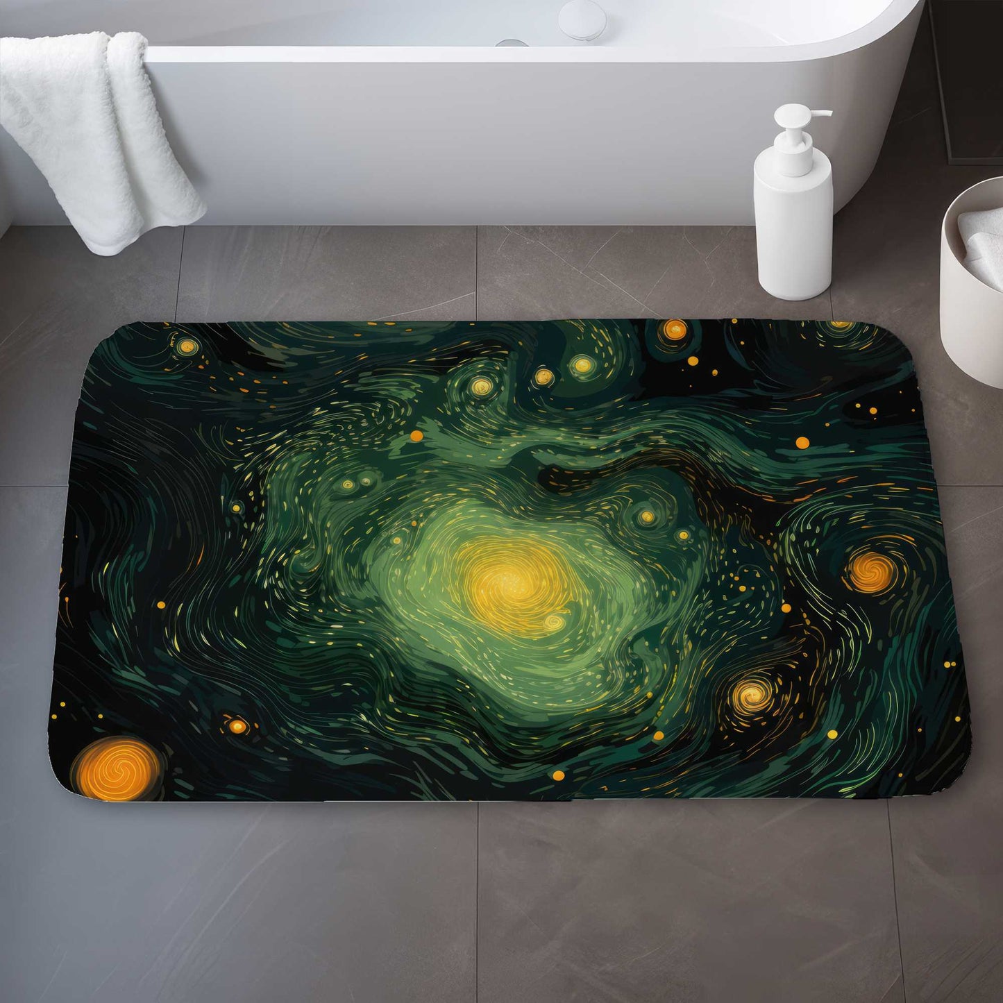 Tapis de bain « Illuminated in Space » | Tapis décoratif élégant