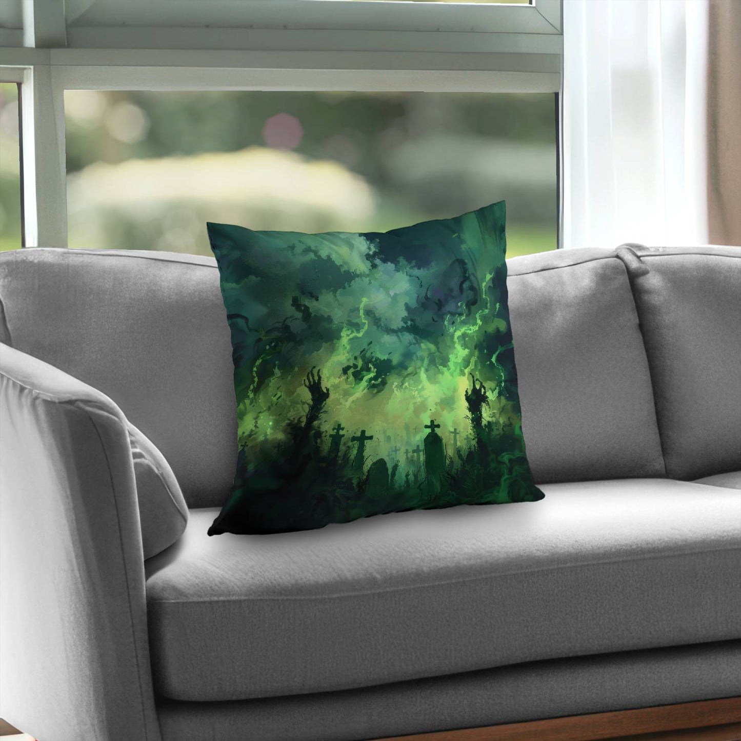 Reaching hell - Throw pillow - Print on demand