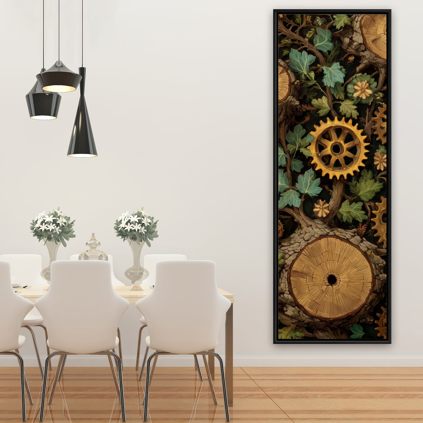 Hiding Gears - Brown Framed Canvas Art for Home Decor
