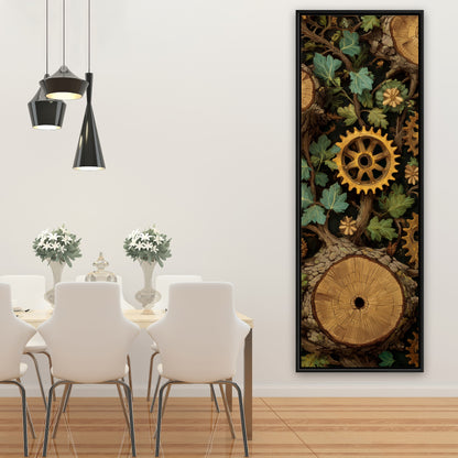 Hiding Gears - Brown Framed Canvas Art for Home Decor