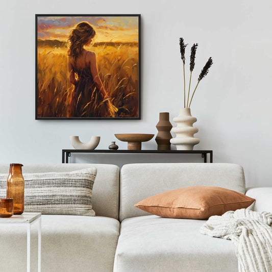 Warm Field - Yellow Framed Canvas for Home Decor | Art Print