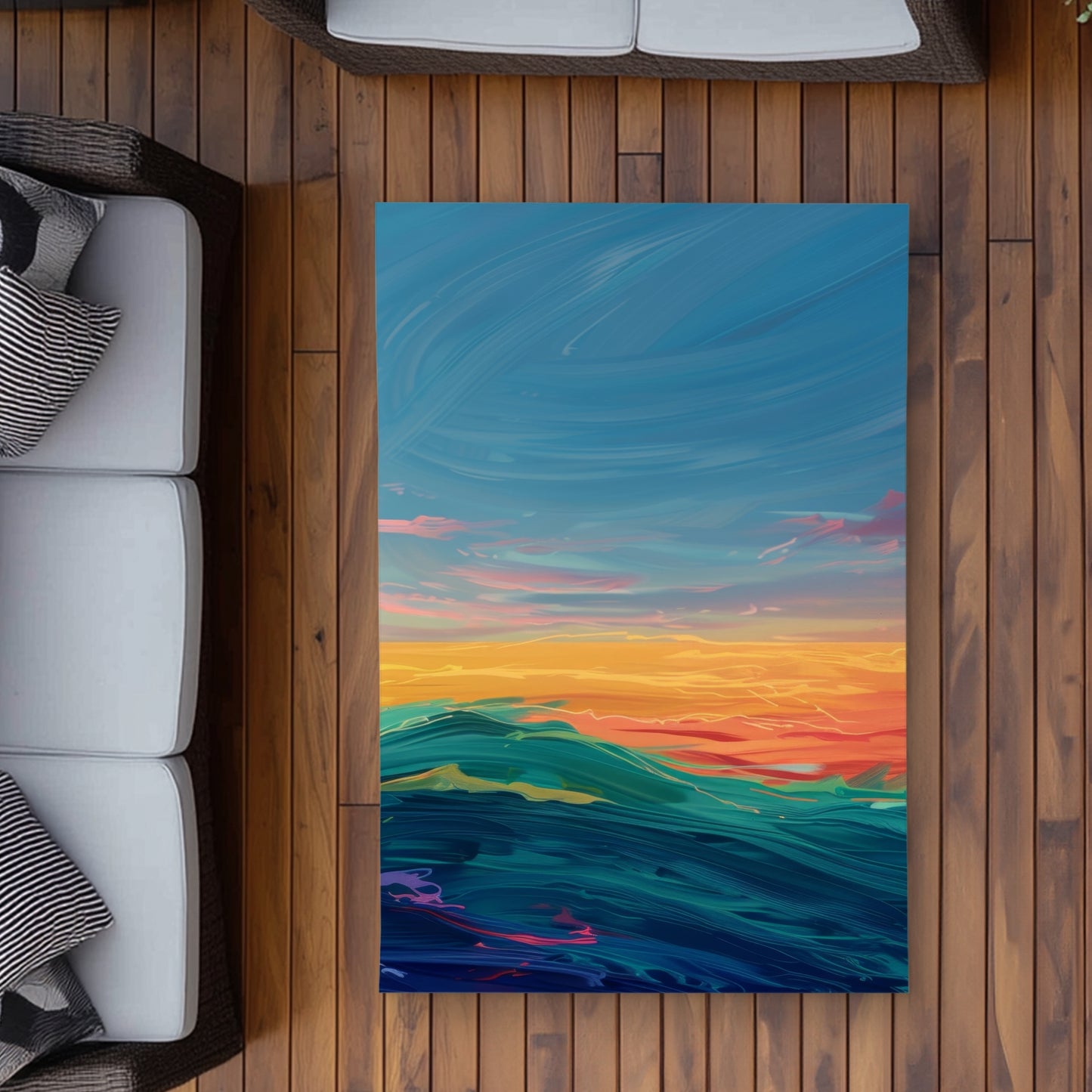 Watercolors Yellow Outdoor Area Rug | Stylish Design