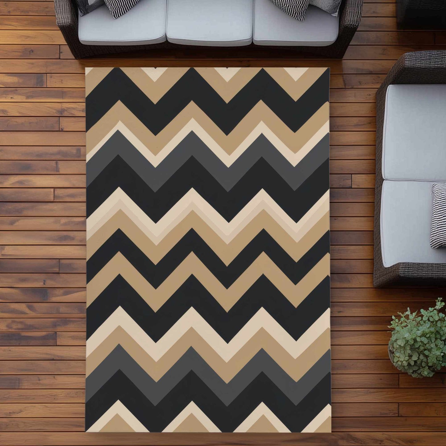 Tapis d'extérieur motif vagues aux tons naturels | Décoration intérieure élégante