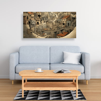 Intricate Town Hall - Beige Canvas for Elegant Home Decor