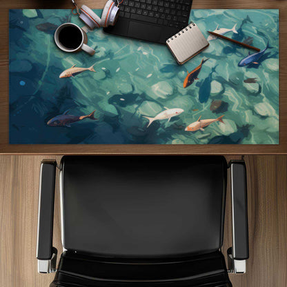 Caustic Fish Blue Desk Mat - Stylish Home Decor Accessory
