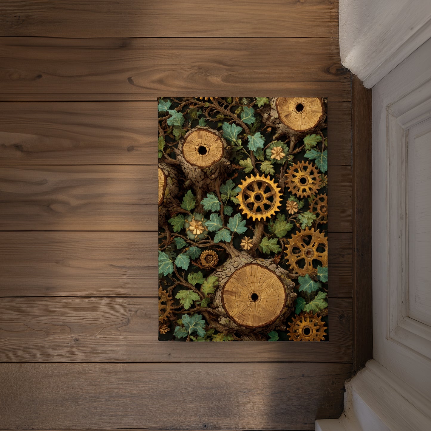 Hiding gears Green Indoor Outdoor Door Mat | Home Decor