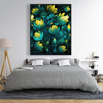 Intense Bloom - Yellow Framed Canvas for Home Decor