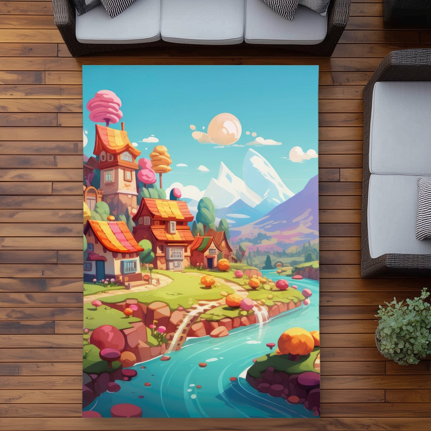 Sweet Town Purple Outdoor Area Rug | Home Decor Essential