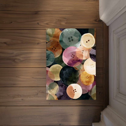 Tapis de Porte Intérieur Extérieur Décoration Maison avec Motifs Boutons Colorés