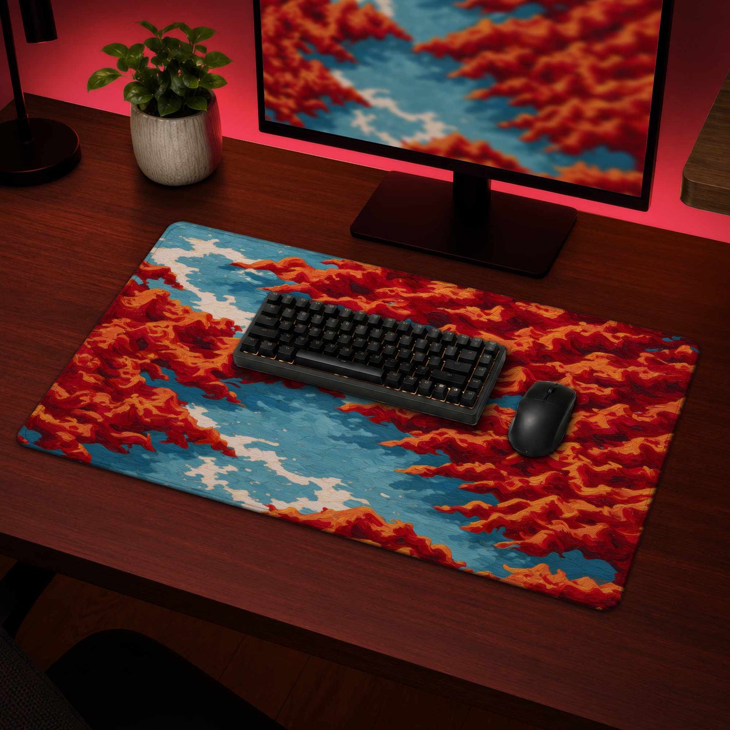 Red Mounds Gaming Mat - Stylish Home Decor for Gamers