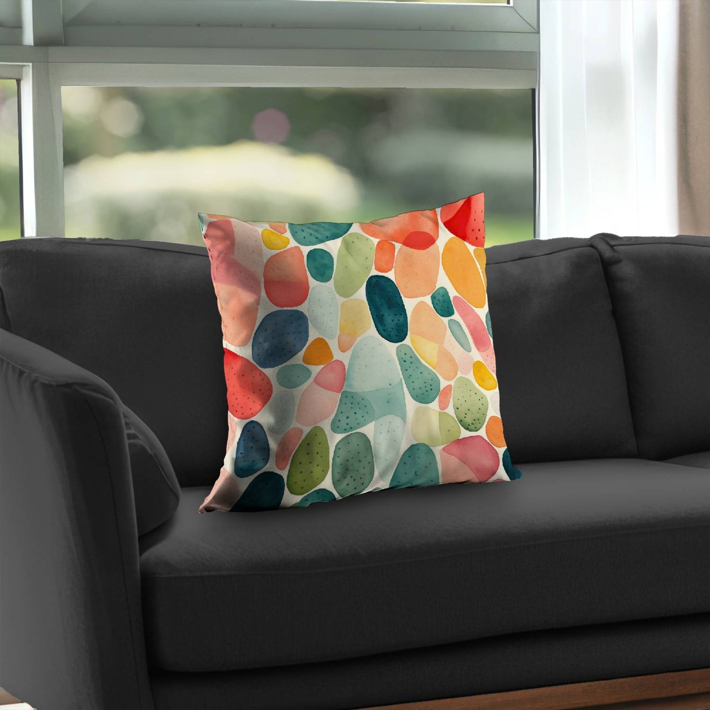 Coussin décoratif en sergé de polyester à motifs de graines | Décoration d'intérieur élégante