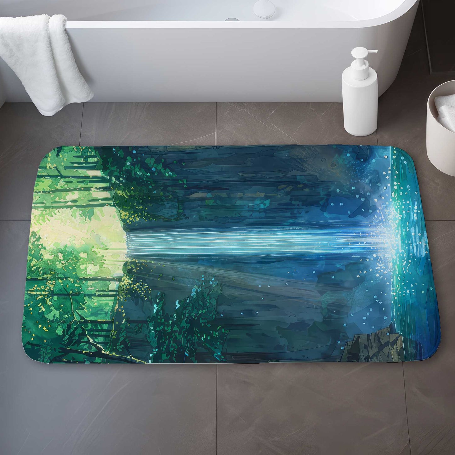 Tapis de bain gris cascade | Un accessoire déco élégant et indispensable