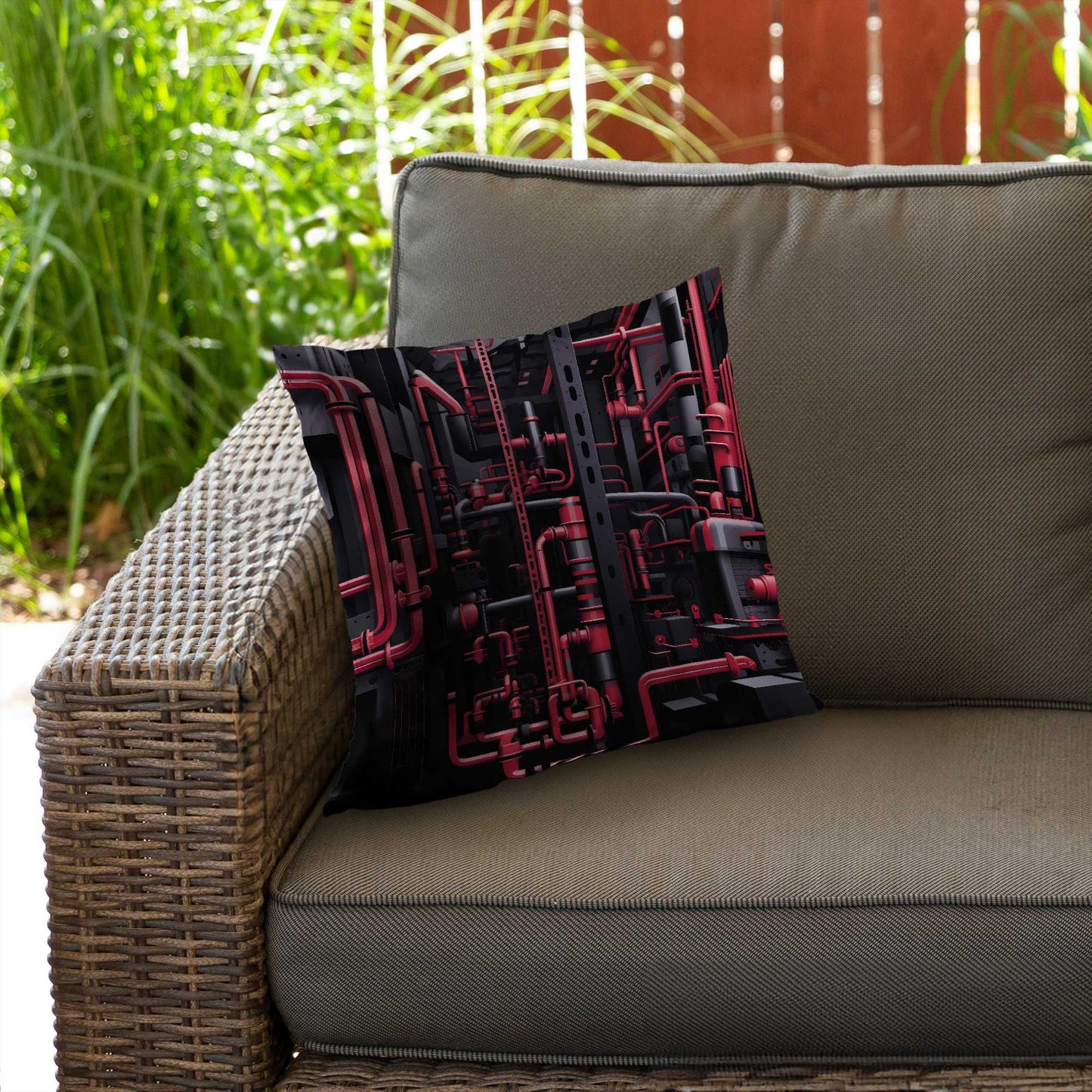 Coussin décoratif en sergé de polyester style machine - Décoration d'intérieur élégante