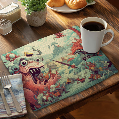 Day of Reckoning - Pink Braided Polyester Placemat for Home Decor