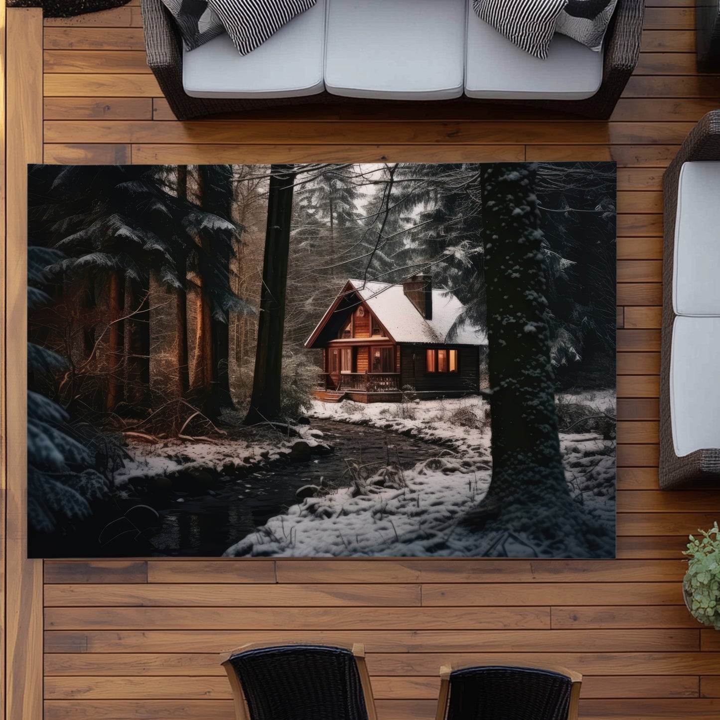 By the River Black Outdoor Area Rug | Stylish Home Decor