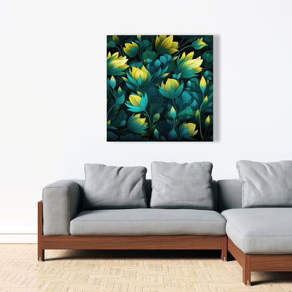 Intense Bloom - Green Canvas Art for Home Decor | Vibrant Style