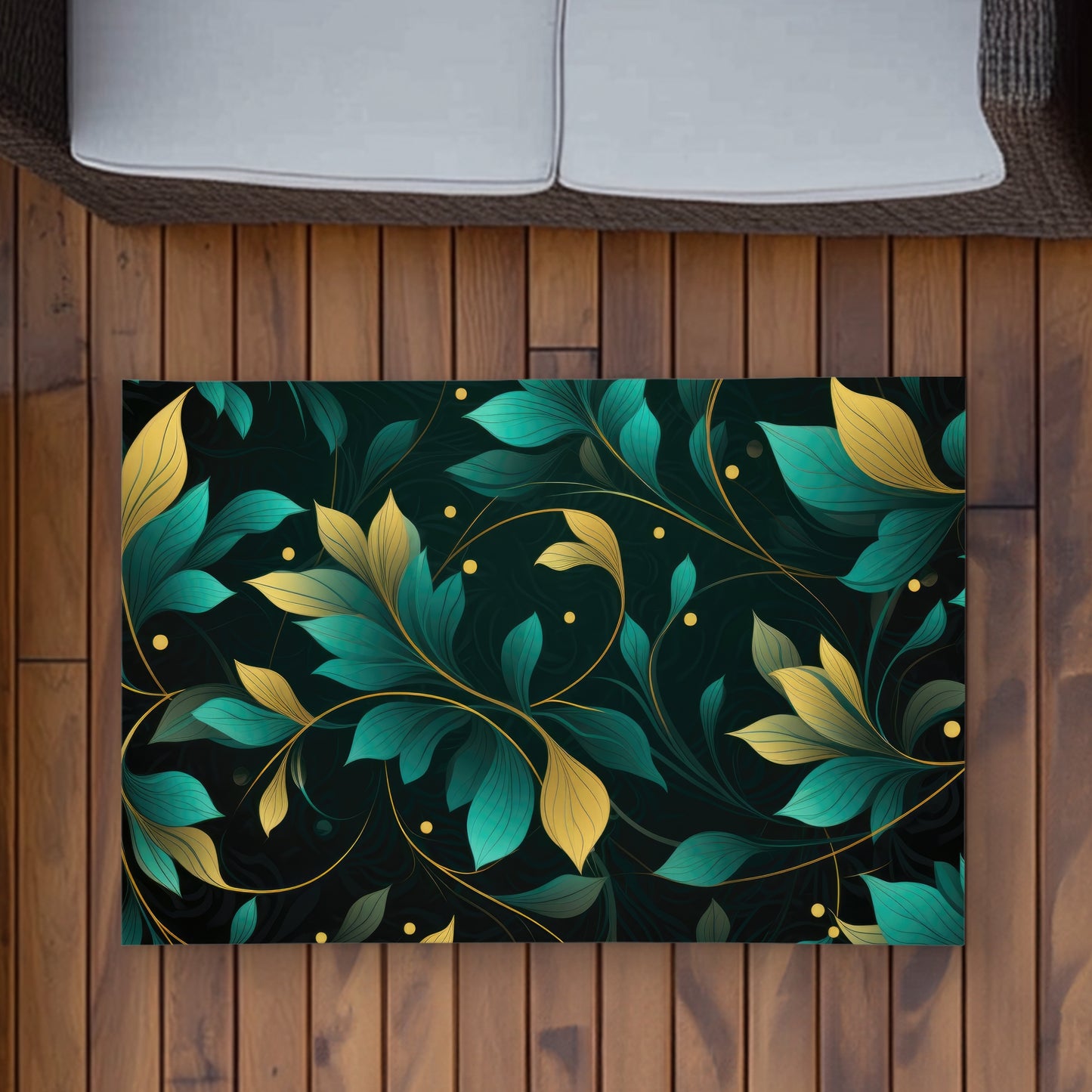 Twirling Twigs Gold Outdoor Area Rug | Stylish Home Decor