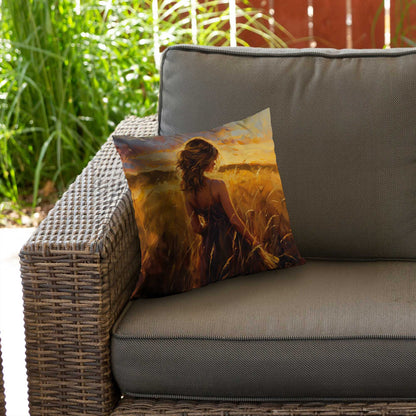 Warm Field Poly Twill Throw Pillow - Cozy Home Decor Accent