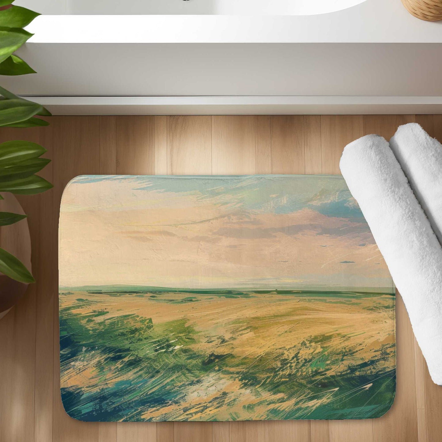Evening in the Field Beige Bath Mat | Cozy Style