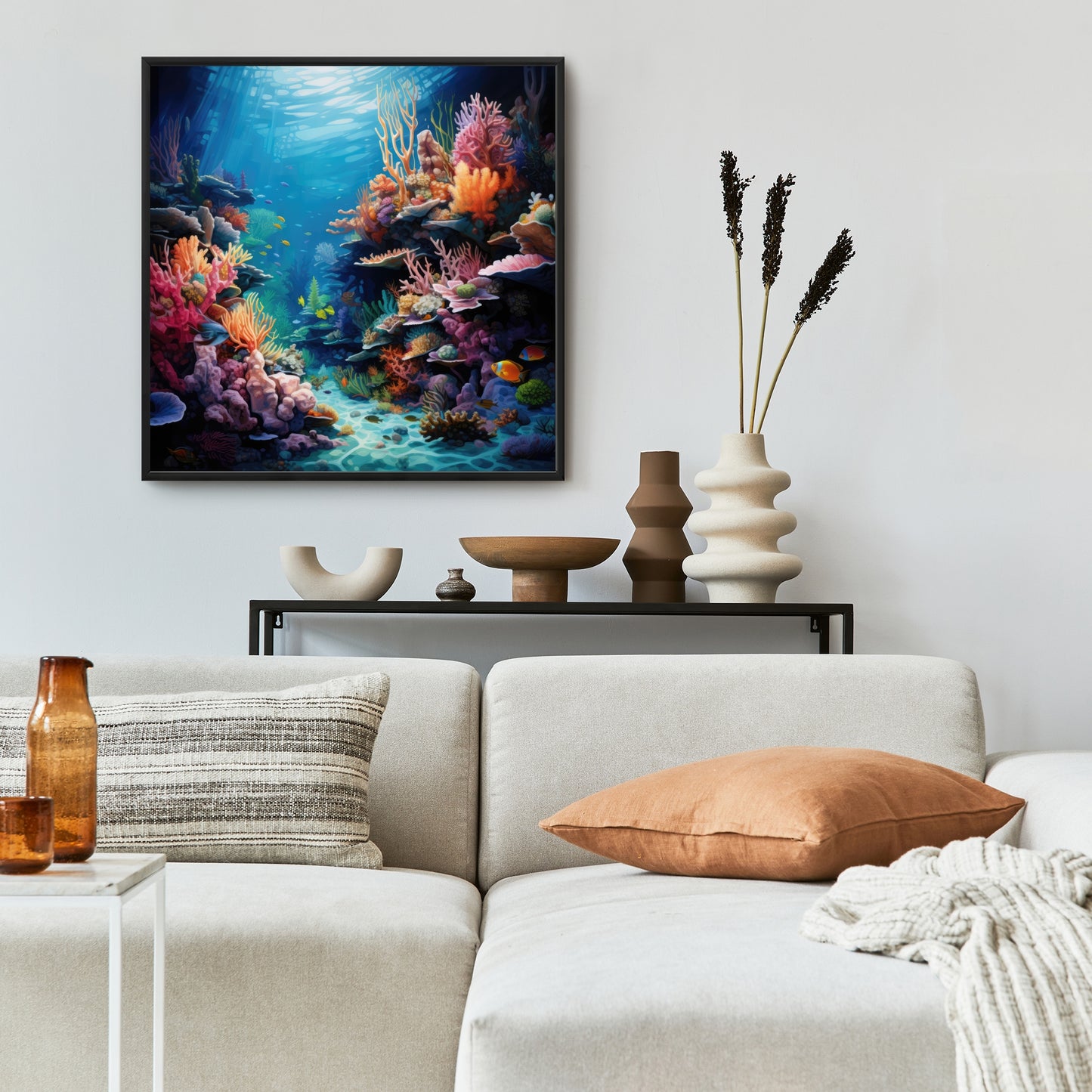 Coral - 36"x36" Framed canvas