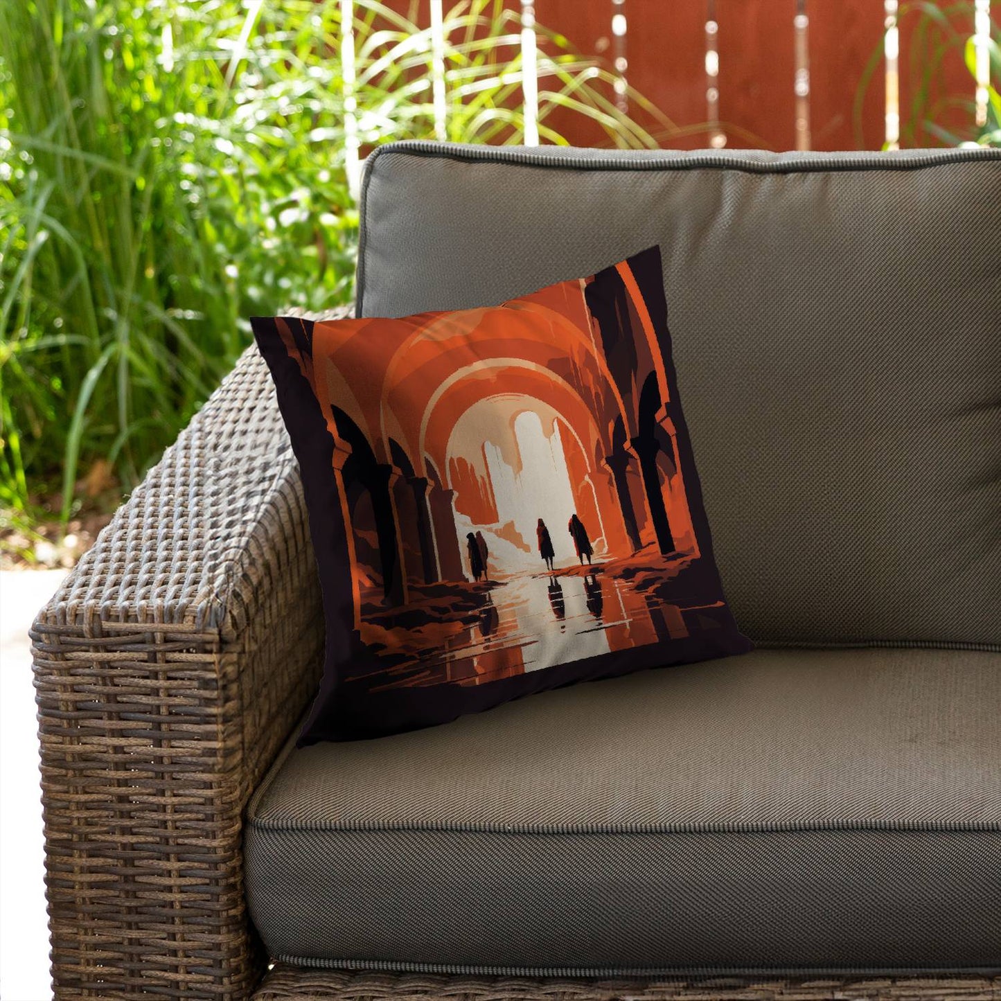 In the ruins - Throw pillow - Print on demand