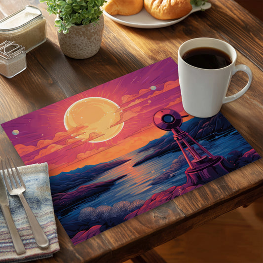 Measure the Calm Blue Polyester Placemat | Home Decor