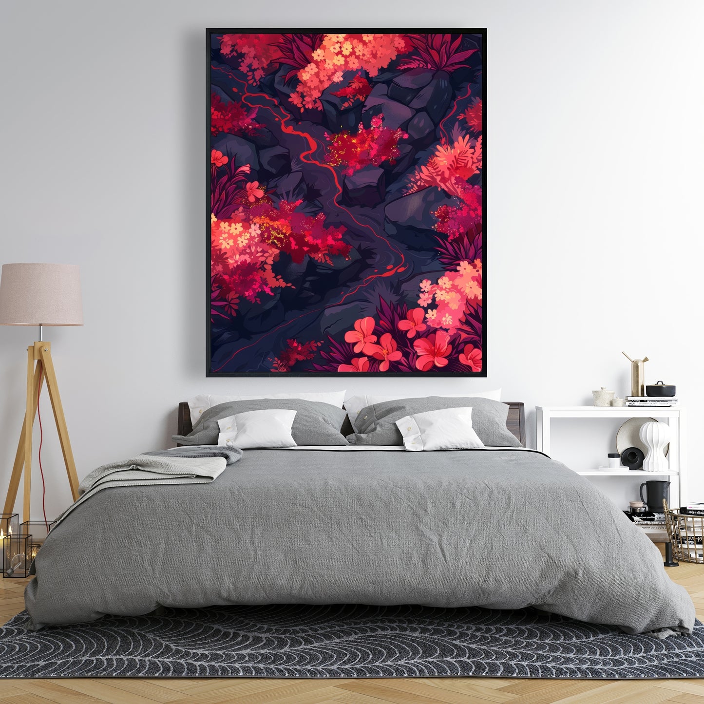 Burning plants - 36"x36" Framed canvas