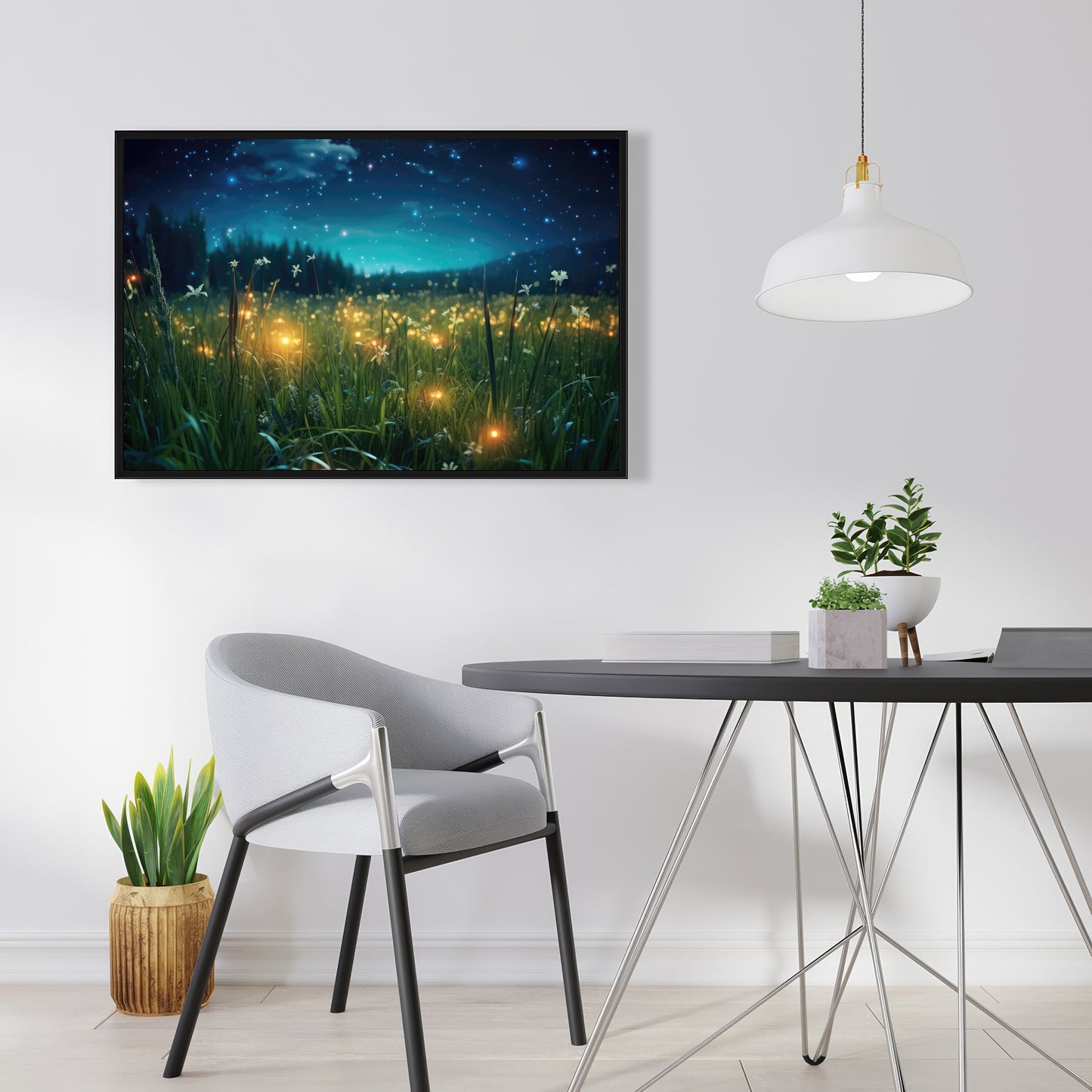 Fireflies at night - 36"x36" Framed canvas