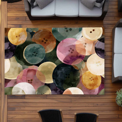 Tapis d'extérieur coloré avec motif « boutons dansants » pour la décoration intérieure