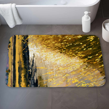 Tapis de bain lumineux Golden Stream | Accent décoratif élégant pour la maison