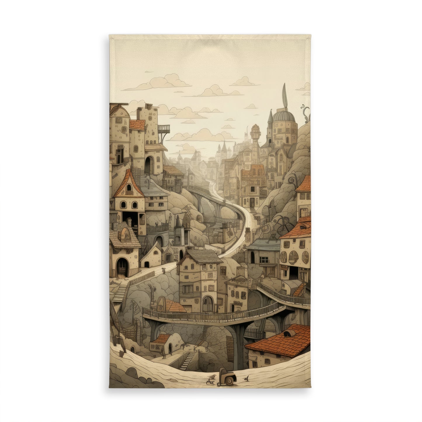 Intricate Town Hall Orange Tablecloth | Indoor Outdoor Decor