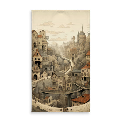 Intricate Town Hall Orange Tablecloth | Indoor Outdoor Decor