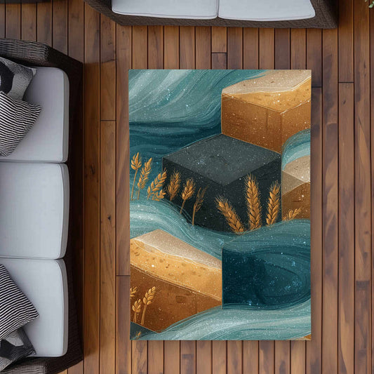 Tapis d'extérieur Golden Harvest Flow | Décoration d'intérieur élégante