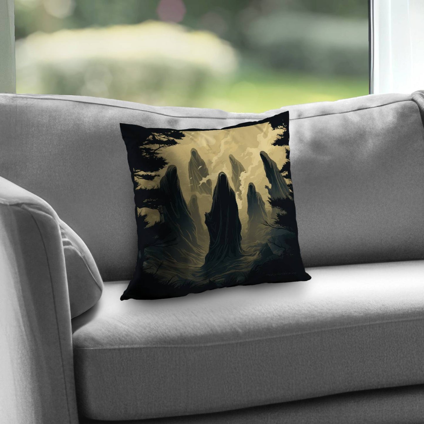 Here they wait - Throw pillow - Print on demand