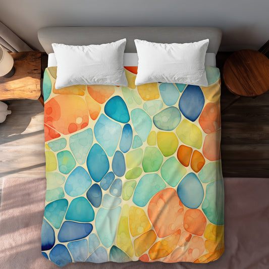 Blobs Orange Duvet Cover - Stylish Home Decor for Comfort
