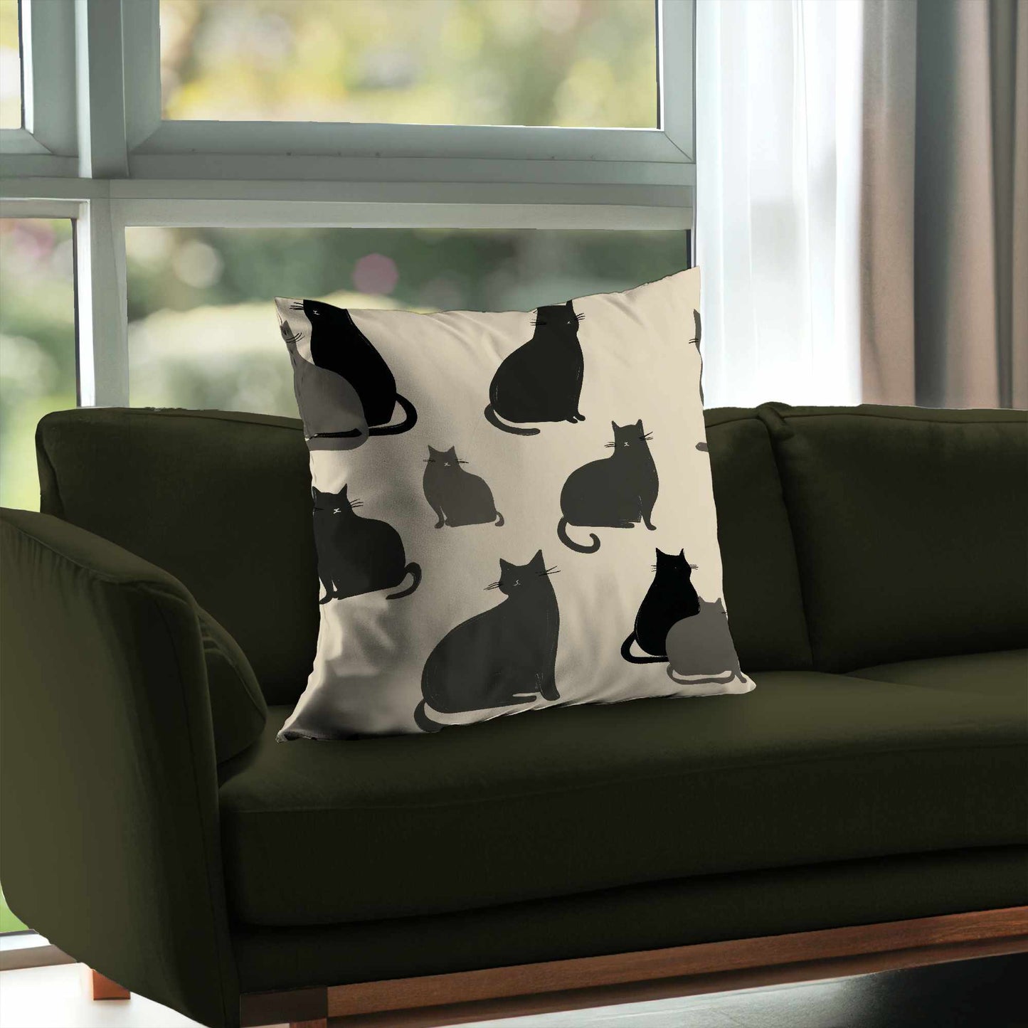 Coussin décoratif en sergé poly Collection « Silent Cat »
