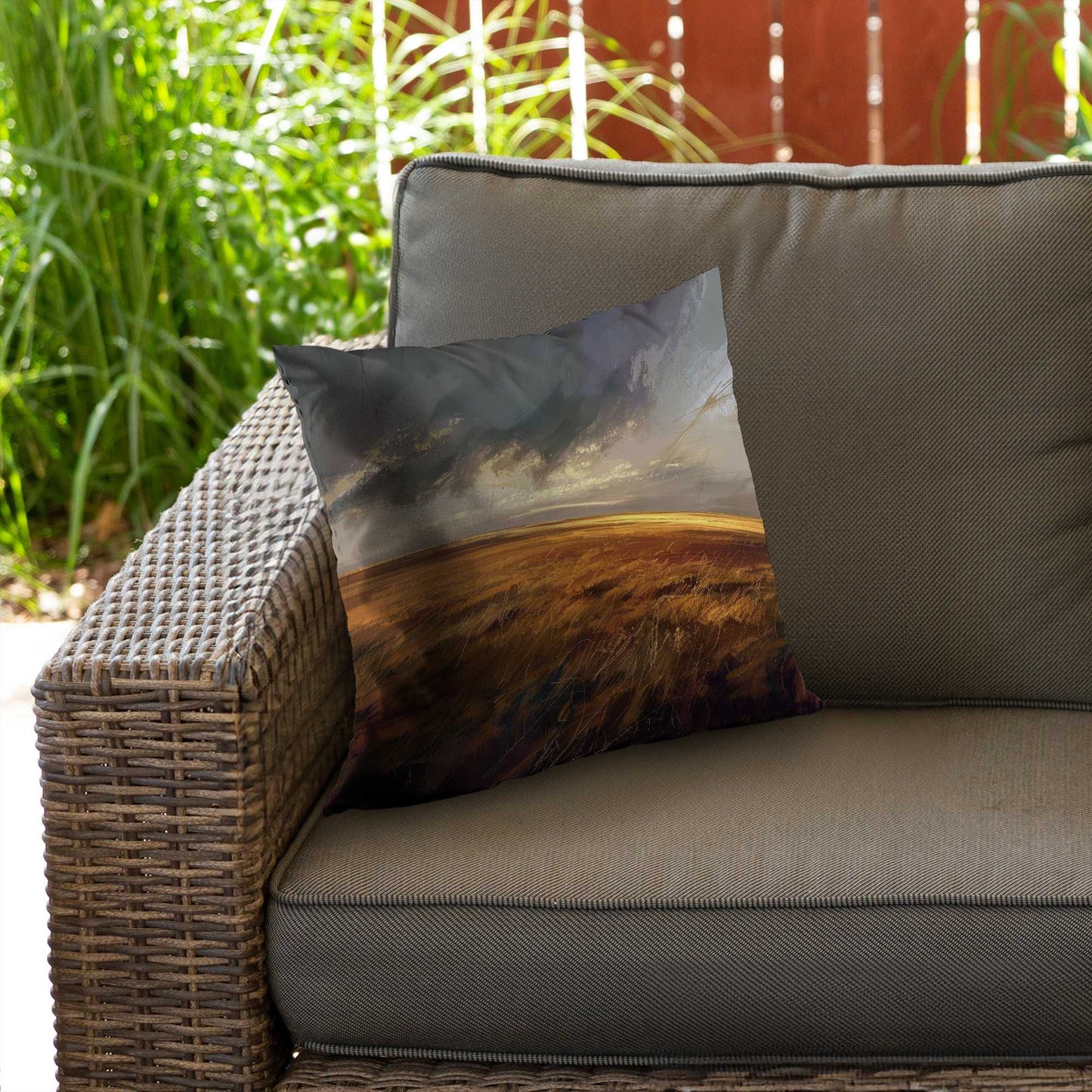 Before the storm Gold Poly Twill Throw Pillow - Home Decor