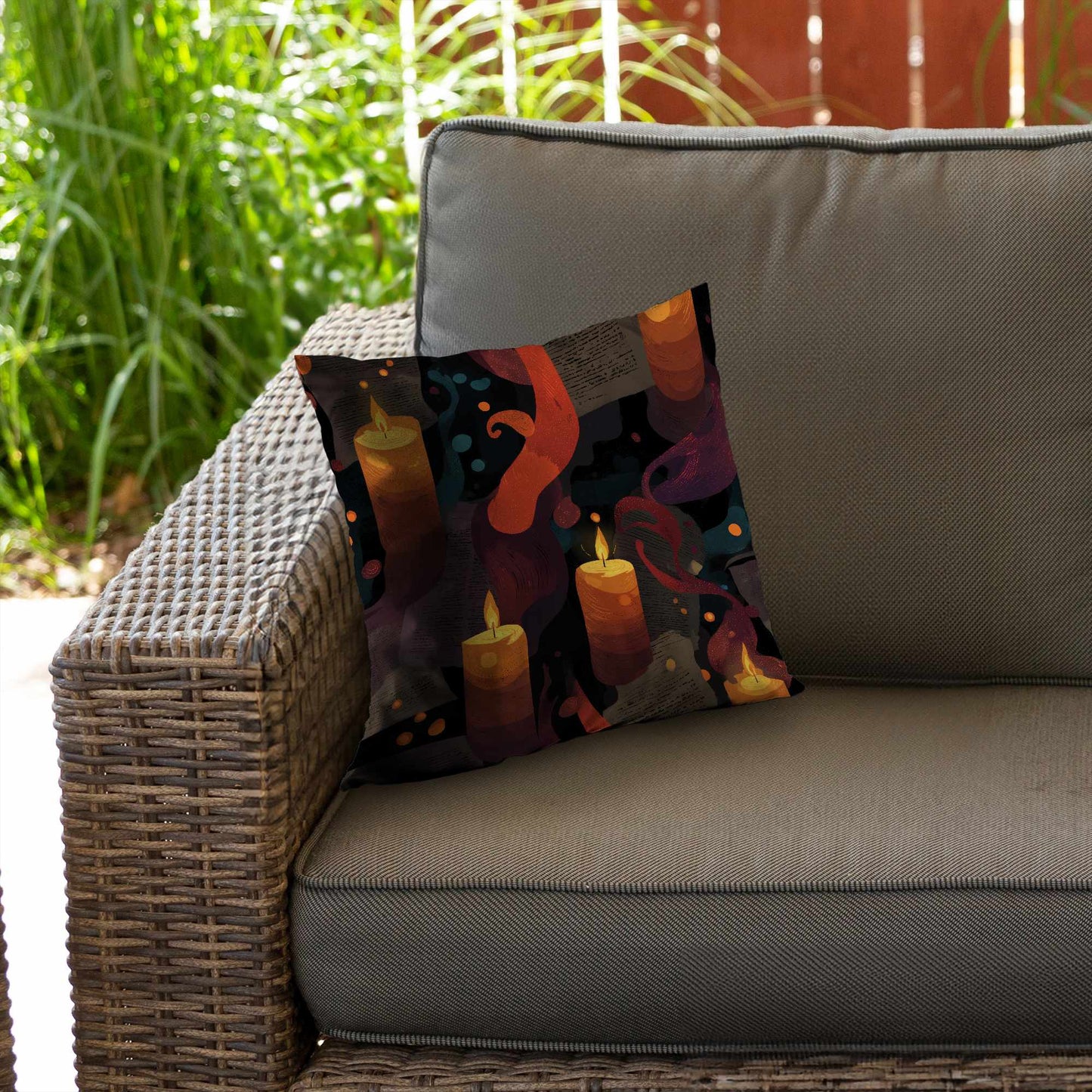 Coussin décoratif en sergé polyester polyvalent avec motif "Whispers in Flame"