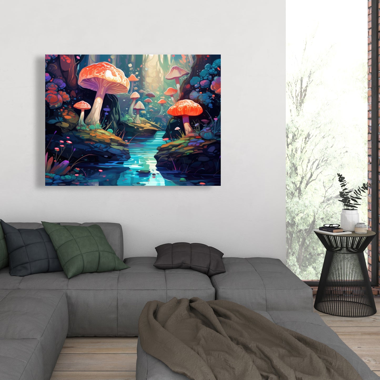 Whimsical Forest Red Canvas - Unique Home Decor Art Piece
