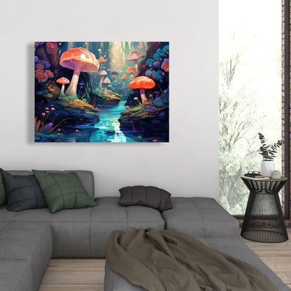 Whimsical Forest Red Canvas - Unique Home Decor Art Piece