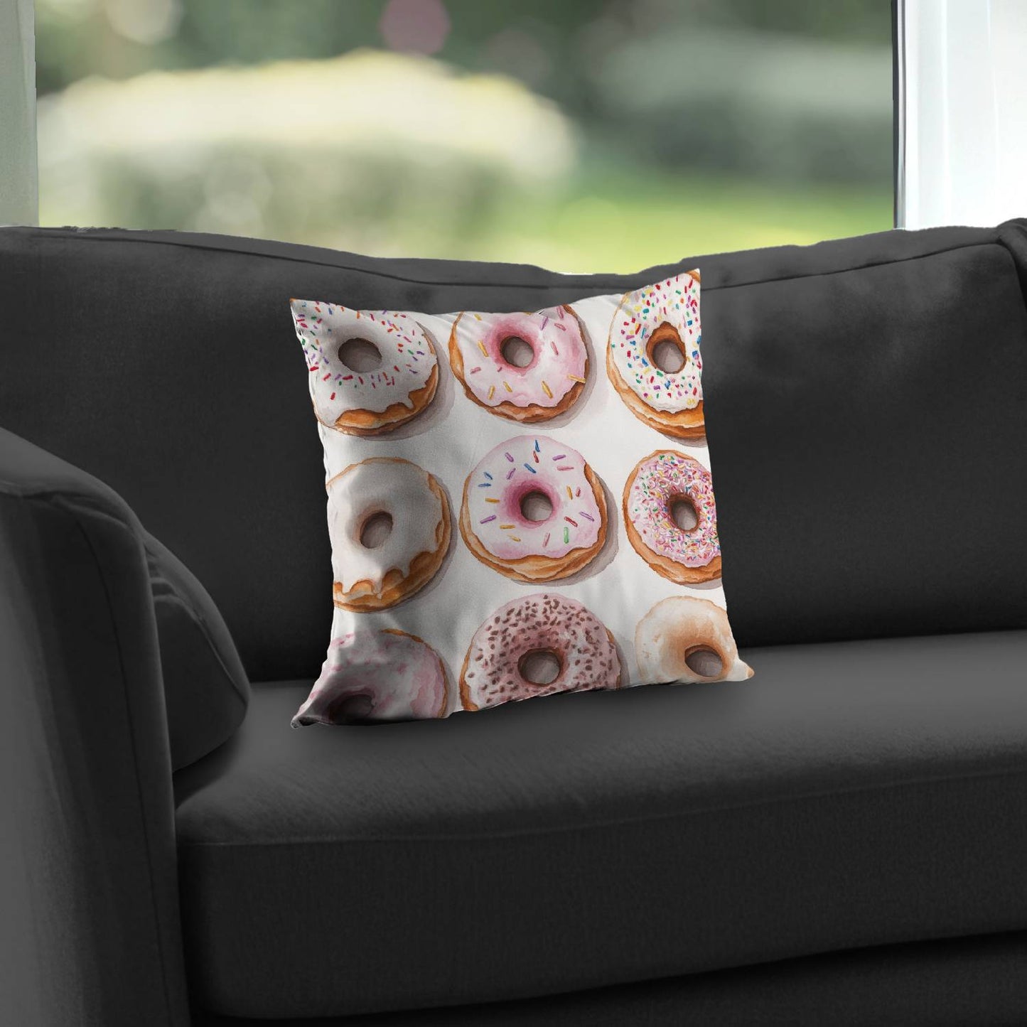 Donuts Poly Twill Throw Pillow - Cozy Home Decor Accent