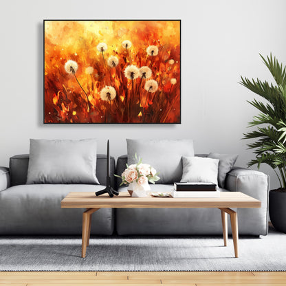 Dandelion fire - 36"x36" Framed canvas
