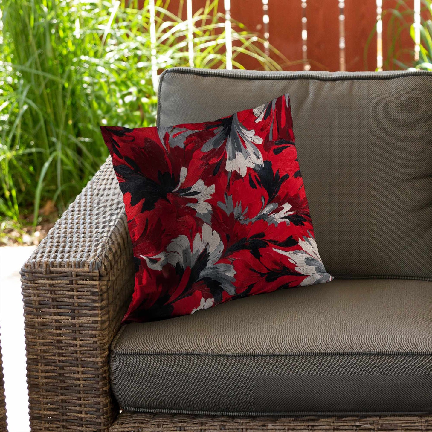 Red Flow Poly Twill Throw Pillow - Stylish Home Decor Accent