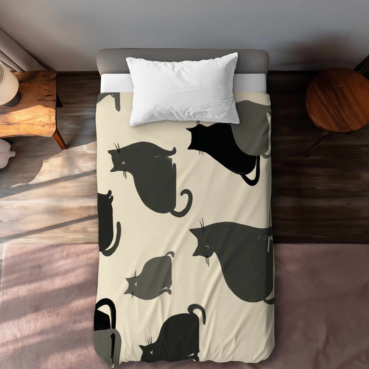 Housse de couette Rassemblement de chats silencieux | Décoration d'intérieur douillette