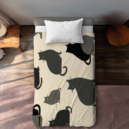 Housse de couette Rassemblement de chats silencieux | Décoration d'intérieur douillette