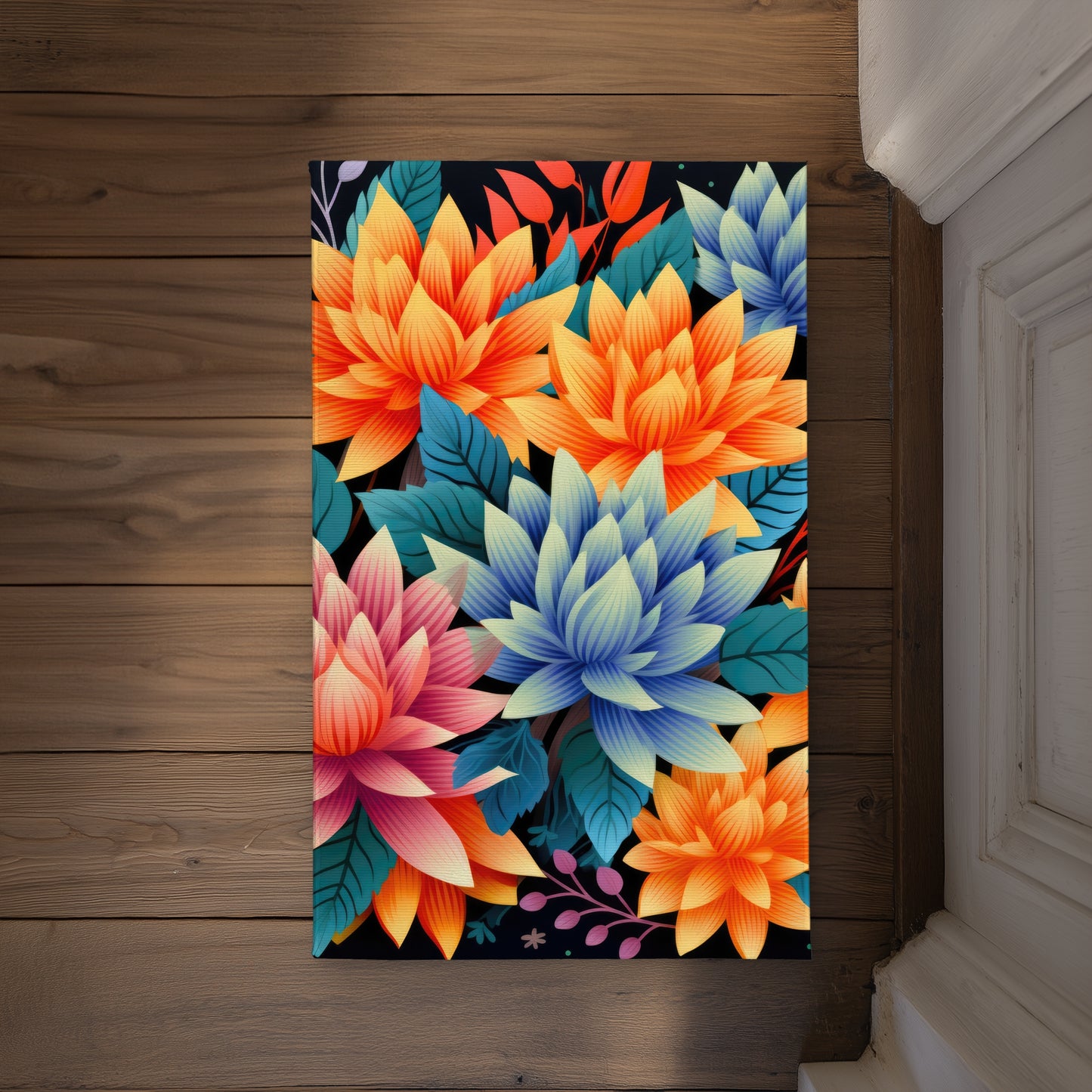 Color Bouquet Turquoise Indoor Outdoor Door Mat | Home Decor