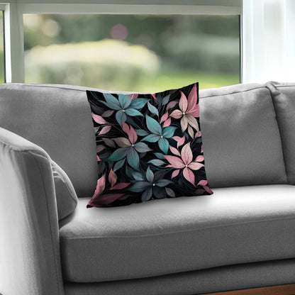 Desaturated Flowers Turquoise Poly Twill Throw Pillow | Home Decor