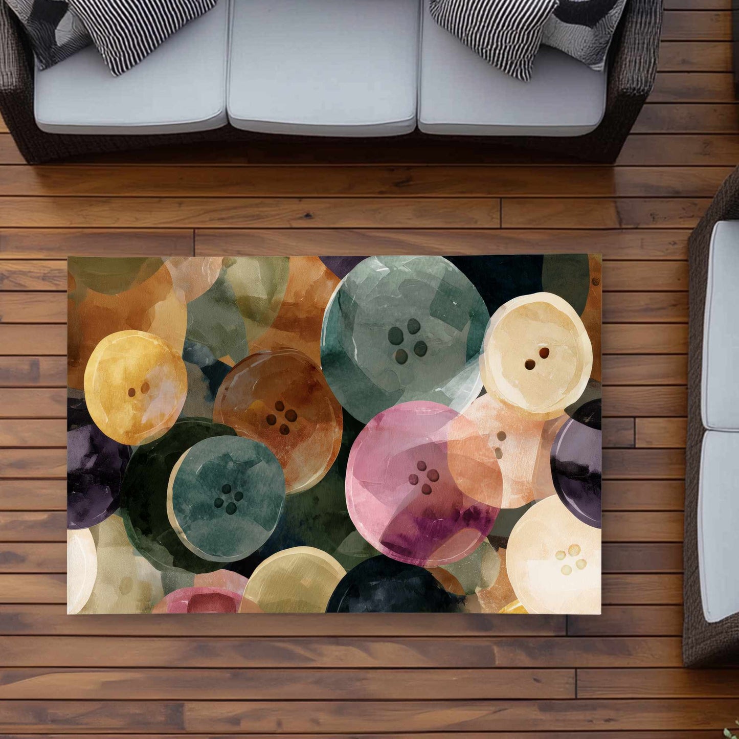 Tapis d'extérieur coloré avec motif « boutons dansants » pour la décoration intérieure