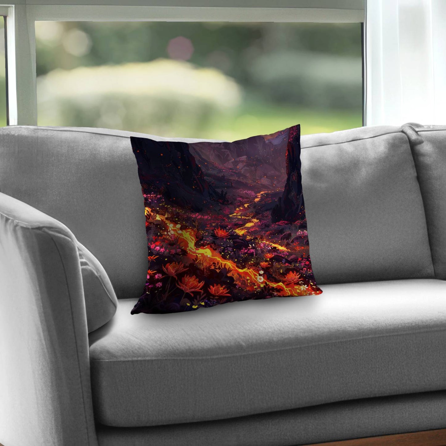 Bloom and eruption - Throw pillow - Print on demand