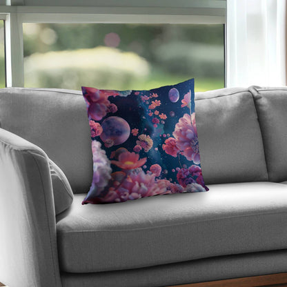 Coussin décoratif en sergé de polyester rose vide pour une décoration intérieure élégante